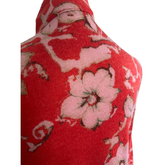 JEAN PIERRE KLIFA Floral Zip Long Sleeve Wool Blend Top Sz Small - Picture 7 of 9